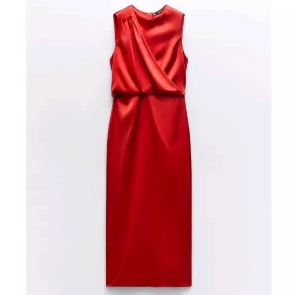 Zara satin effect midi dress - Picture 4 of 7